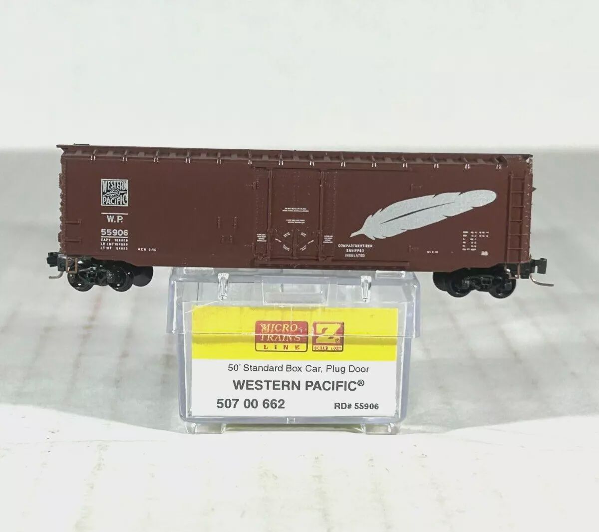 Used MICRO-TRAINS Z SCALE 50&#39; STANDARD BOX CAR WESTERN PACIFIC/WP 3008