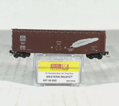 Used Z Micro-Trains 50' Standard Box Car Western Pacific/WP 3008
