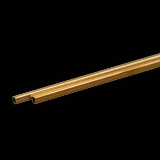 K&amp;S #8150 Square Brass Tube: 3/32&quot; OD x 0.014&quot; Wall x 12&quot; Long (2 Pieces)