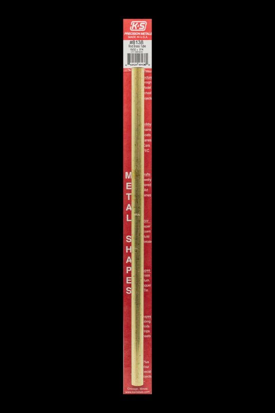 K&amp;S #8138 Round Brass Tube: 15/32&quot; OD x 0.014&quot; Wall x 12&quot; Long (1 Piece)