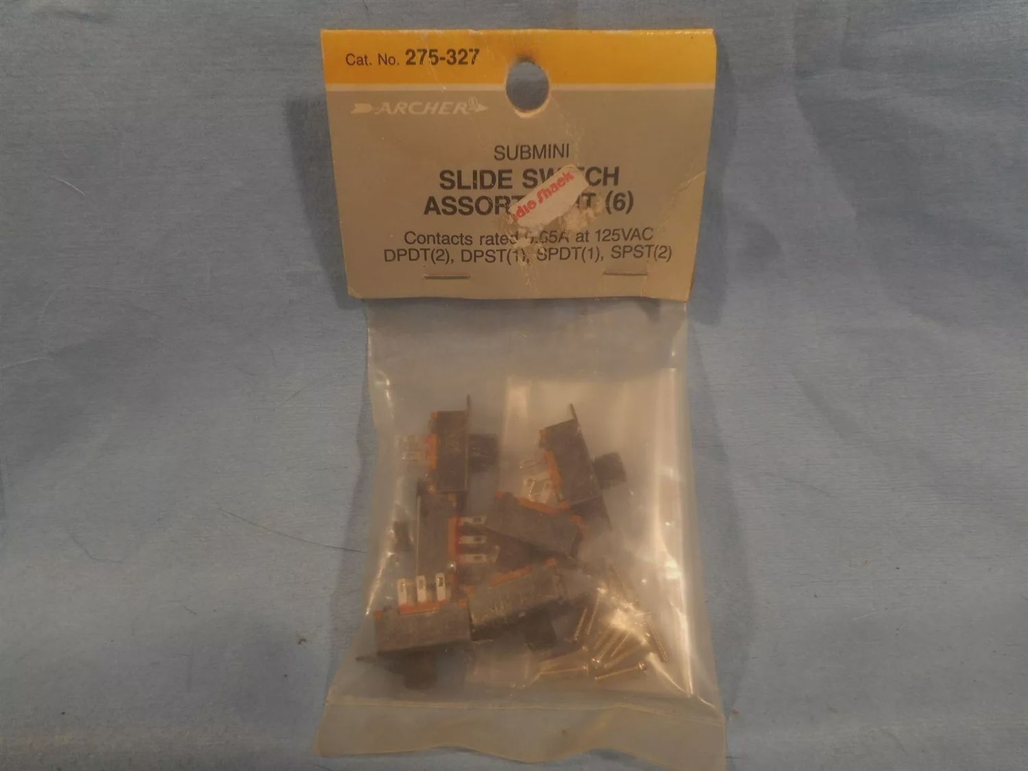 Radio Shack 275-327 Submini 6 Assortment Slide Switches DPDT,DPST, SPDT,SPST NOS