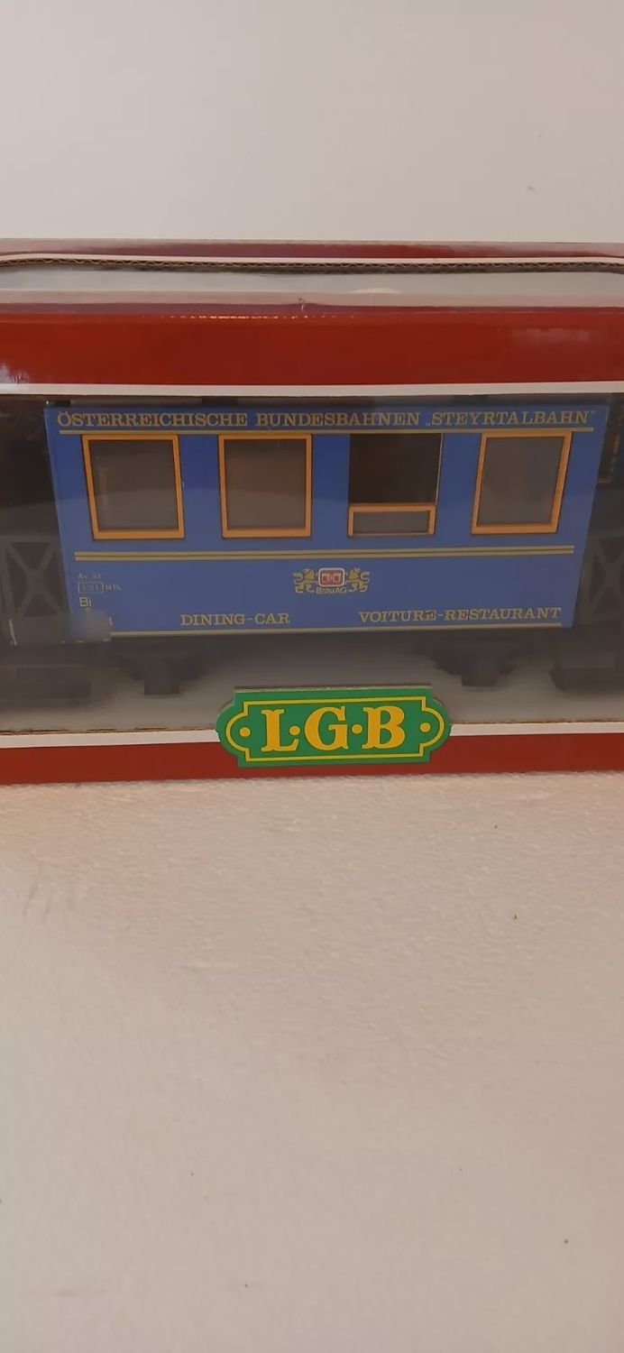 Used G LGB 3013 Train blue EURO Dining Car 2 Axel NIB SHIPS FAST