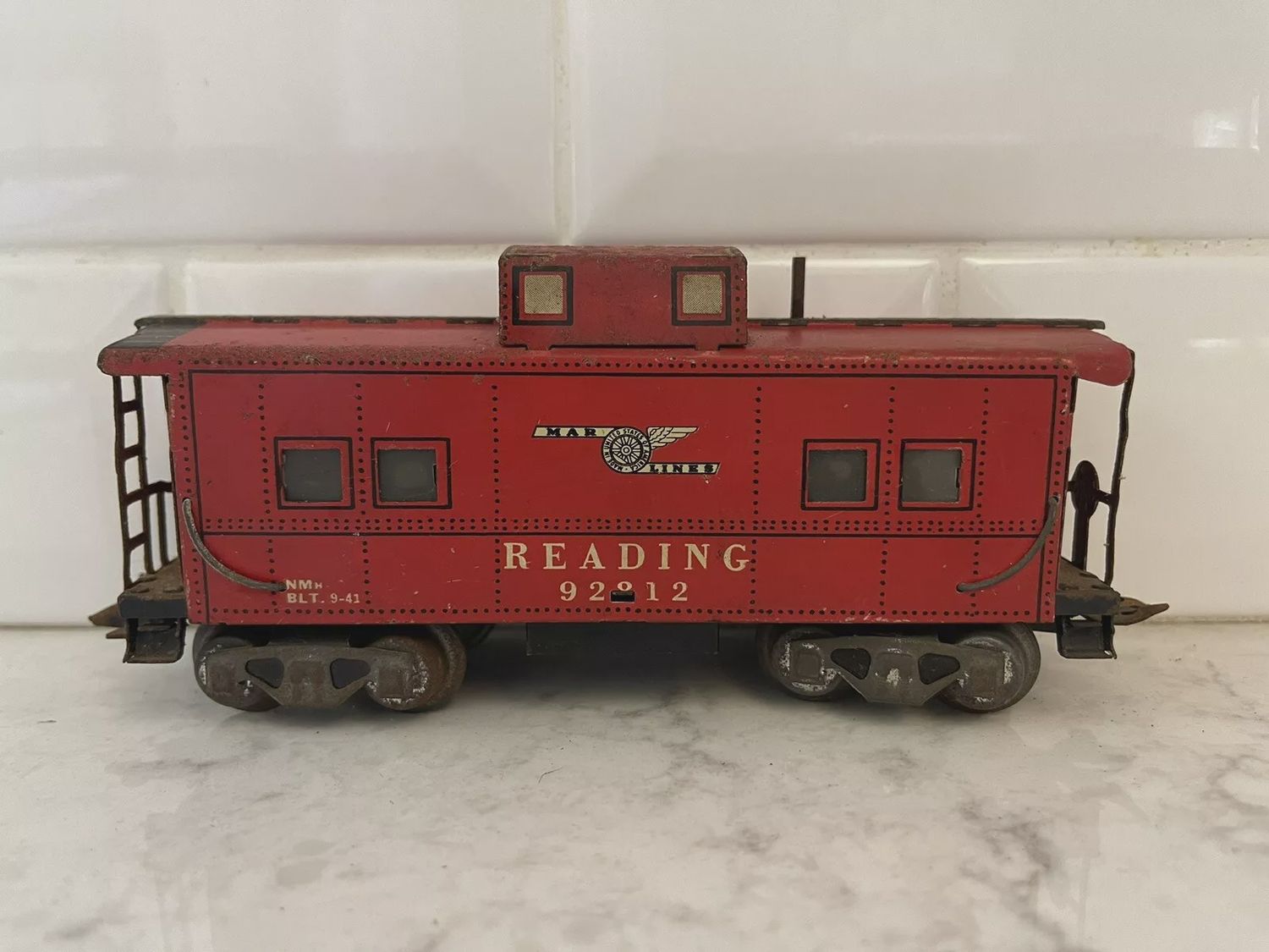 Used O MARX 92812 Marlines Reading Red Caboose 1941