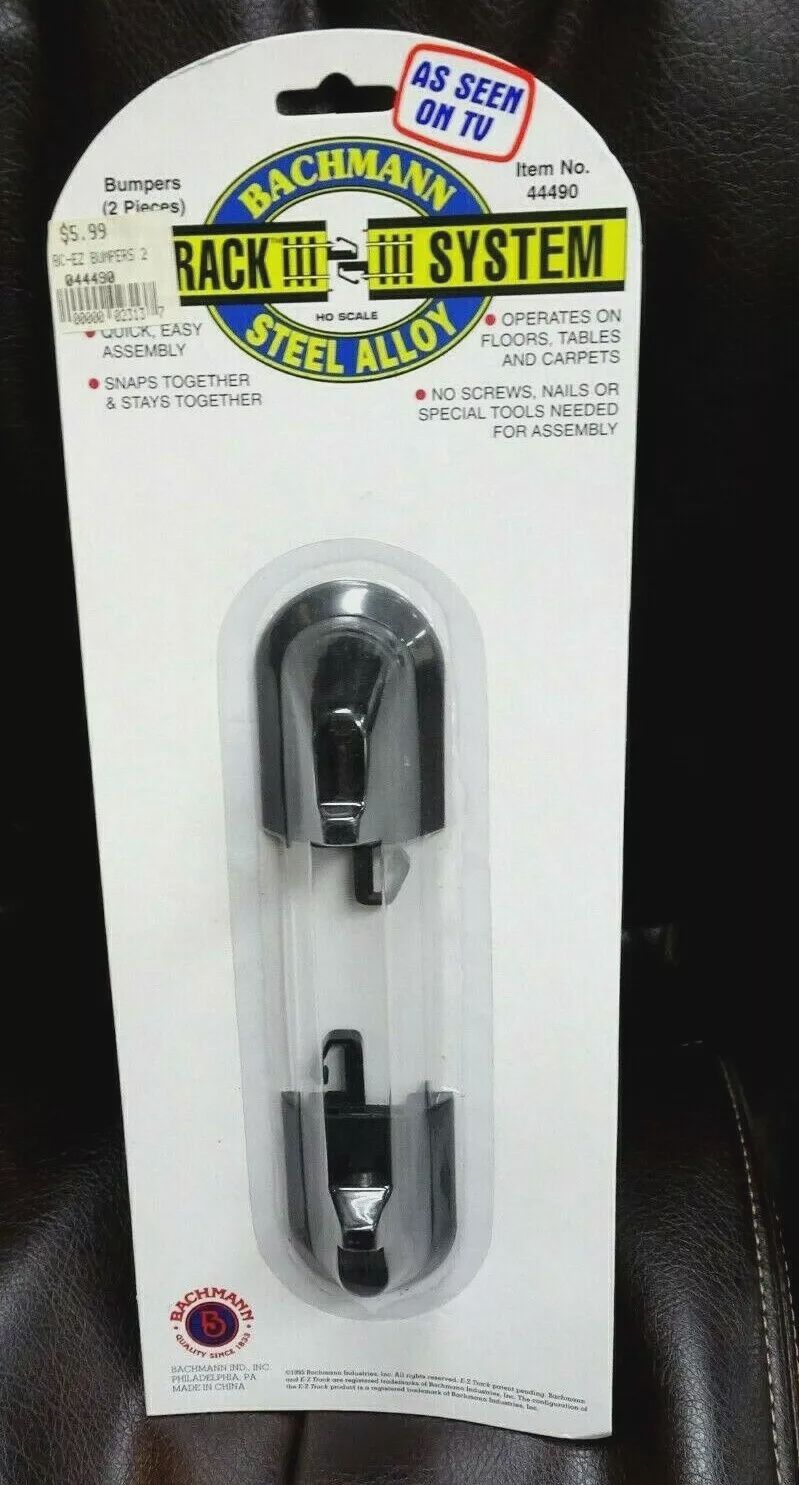 Used HO Bachmann EZ Track System Spring-loaded Bumpers (2pc) GREY/NO PACKAGE