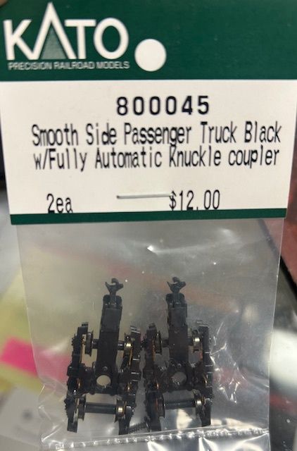 Kato N 800045 Smooth Side Passenger Truck w/Fully Automatic Knuckle Coupler Black 2-Pack