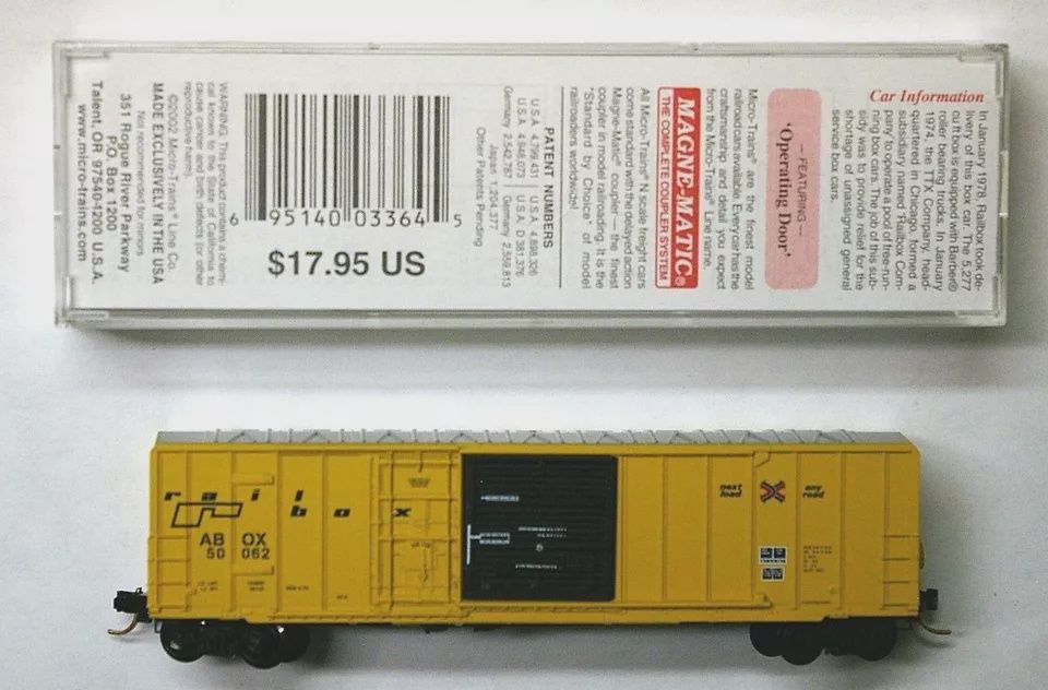 Used N 26010 50&#39; Rib Side Boxcar &quot;Railbox&quot;