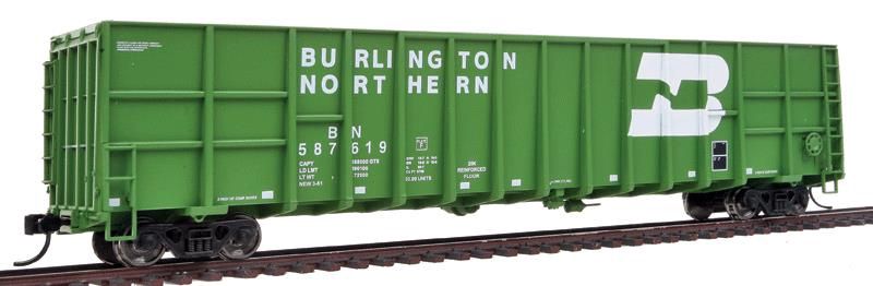 Used Walthers HO 910-6101 BN 61&#39; Woodchip Gondola Road # 587619