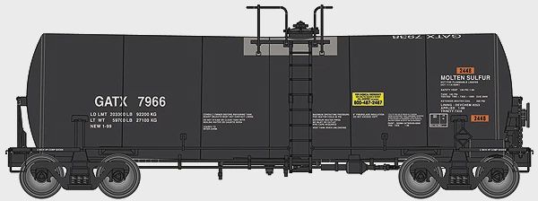 Used HO Walthers 920-100060 GATX 40&#39; Trinity 14,000-Gal Molten Sulfur Tank Car #7966