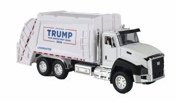 MTH O 3050119 Garbage Truck "TRUMP" Lights &amp; Sound, Pull Back w/Opening Doors &amp; Trump Figure in Passenger Seat