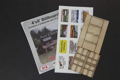 Osborn HO 1050 4x8 Billboard Kit 4-Pack with 12-Assorted Decals