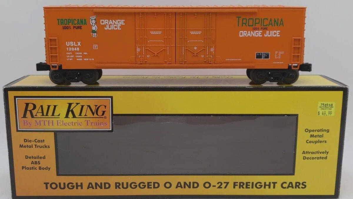 MTH O 30-74624 Tropicana 50&#39; Double Door Plugged Box Car