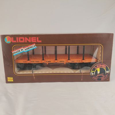 Used G Lionel 8-87503 Illinois Central Flat Car w/ Stakes