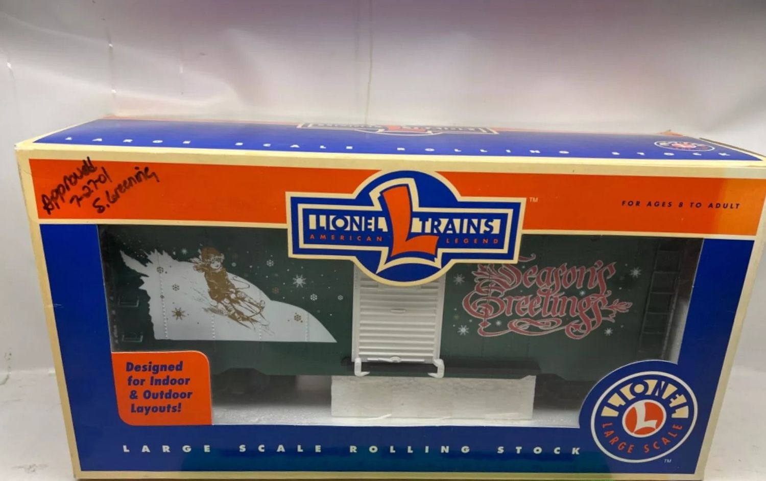 Lionel G 8-87022 Christmas Boxcar-2001 &quot;Season&#39;s Greetings&quot;