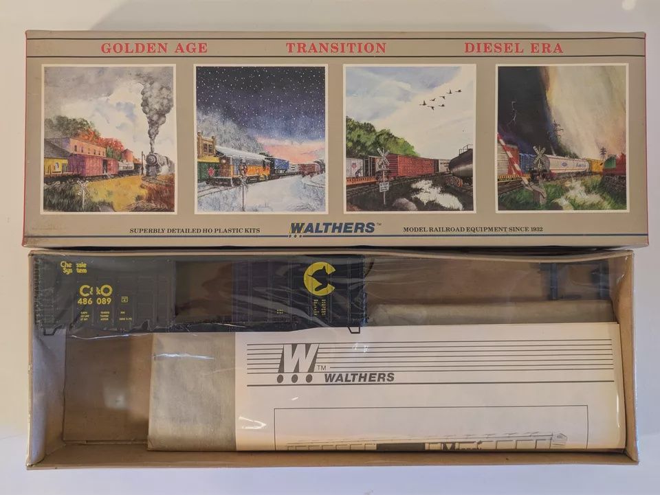 Walthers HO 932-4702 50&#39; Waffle Side Boxcar C&amp;O-486000 Kit NIB/NOS
