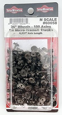 InterMountain N 60058 100-pk 36&quot; Brass Insulated Wheelsets For Micro-Trains Axle Length: 0.537&quot;