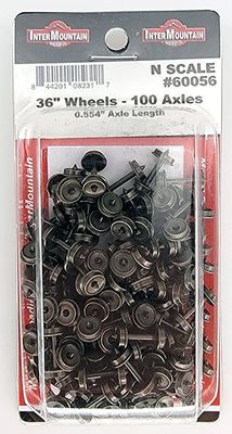 InterMountain N 60056 100-pk 36&quot; Brass Insulated Wheelsets Axle Length: 0.554&quot;