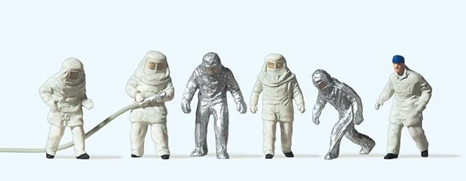 PREISER HO 14205 FIREMEN IN PROTECTIVE SUITS