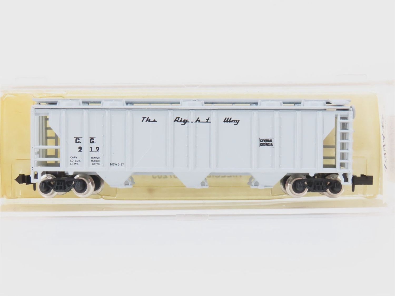 N  Atlas  Central of Georgia &quot;Right Way&quot; 3-Bay Covered Hopper #919