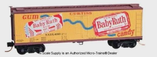 Used N Micro Trains &quot;Baby Ruth&quot;  Gum Candy Freight Car NADX4093
