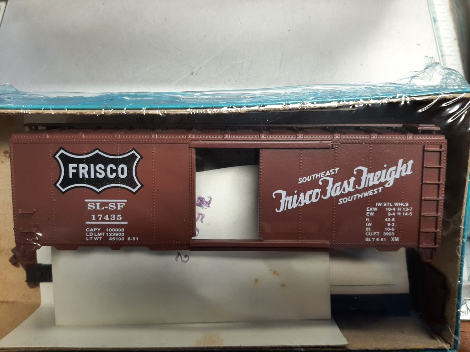 Used HO Scale Frisco Fast Freight Box Car #SL-SF17435 Kit