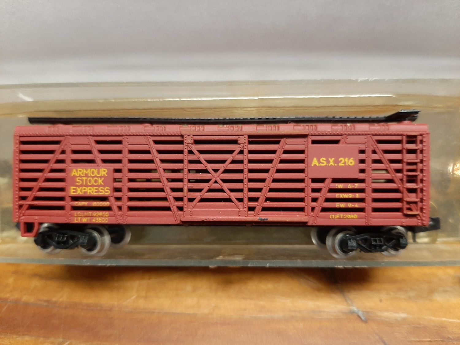 Used N Scale &quot;Armor Stock Express&quot; Livestock Car #ASX216