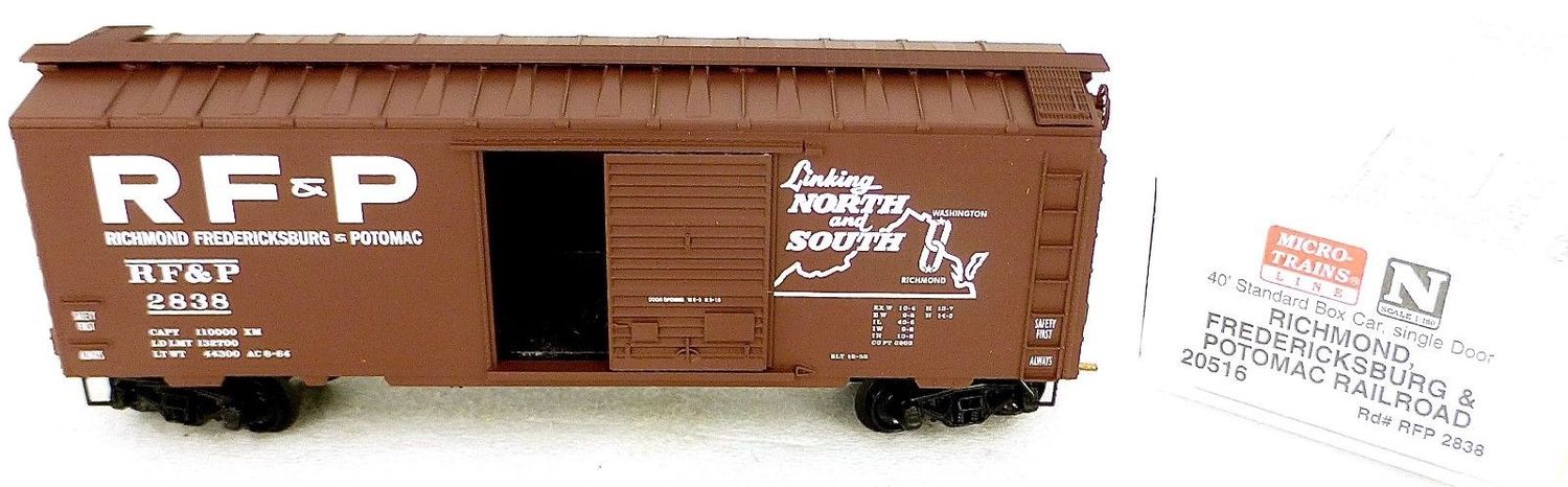 Used N Micro-Trains 20515 RF&amp;P 40&#39; Boxcar Road #2838