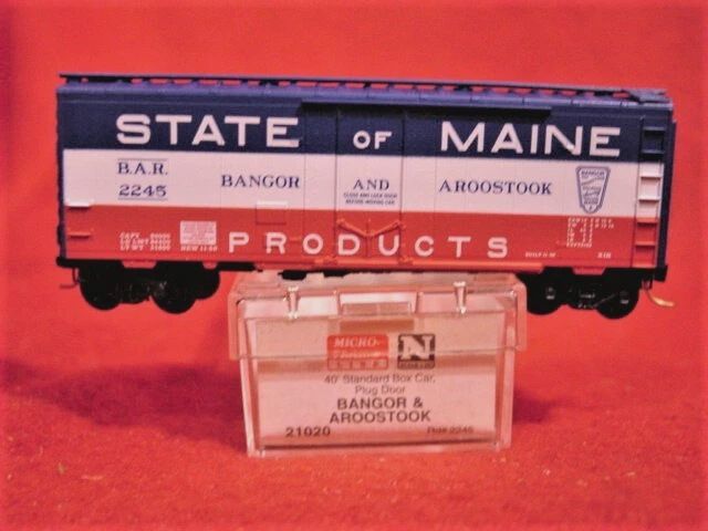 Used N State of Maine (BAR) 40&#39; Plug Door Box Car #2245