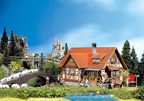 Used HO Faller 130270 Rural Half Timbered House Kit