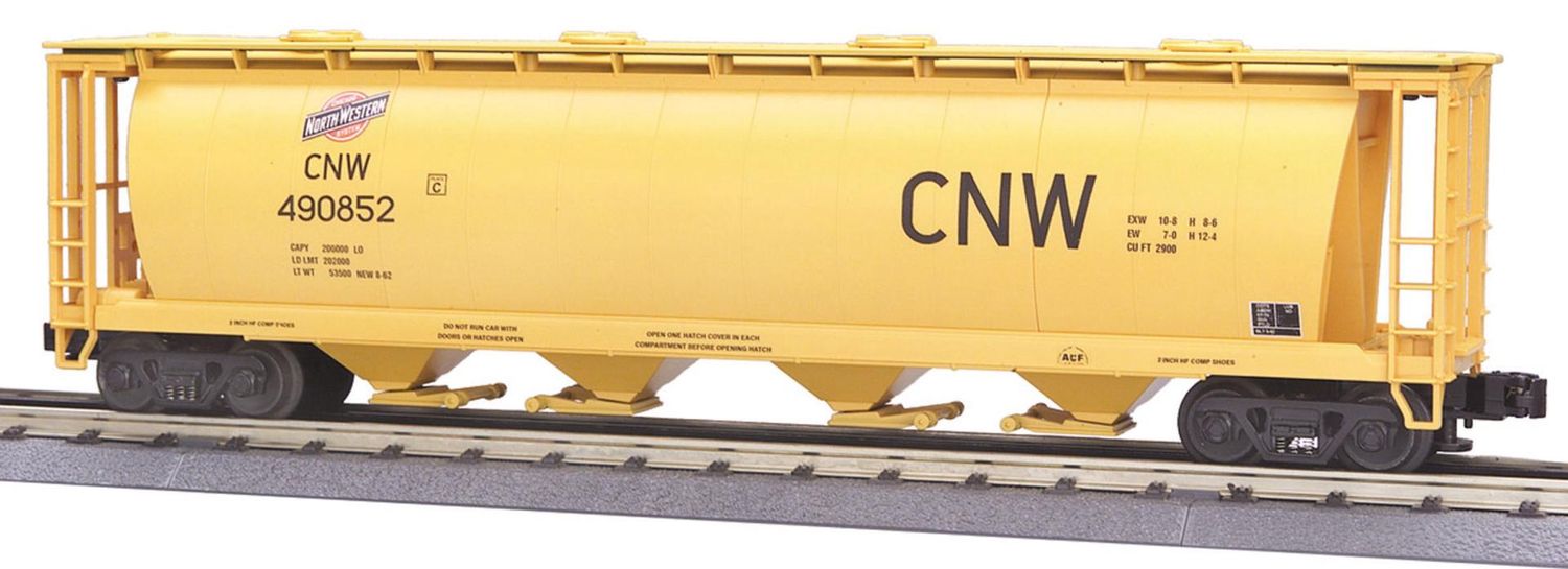 Used O MTH 30-7541 CNW 4-Bay Cylindrical Hopper Car Road #490852