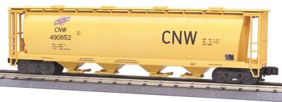 Used O MTH 30-7541 CNW 4-Bay Cylindrical Hopper Car Road #490852