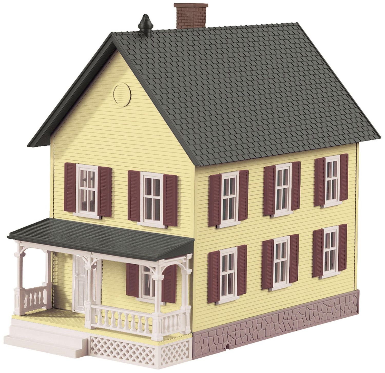Used O MTH 30-90120 Row House w/Poarch Tan w/Brown Shutters