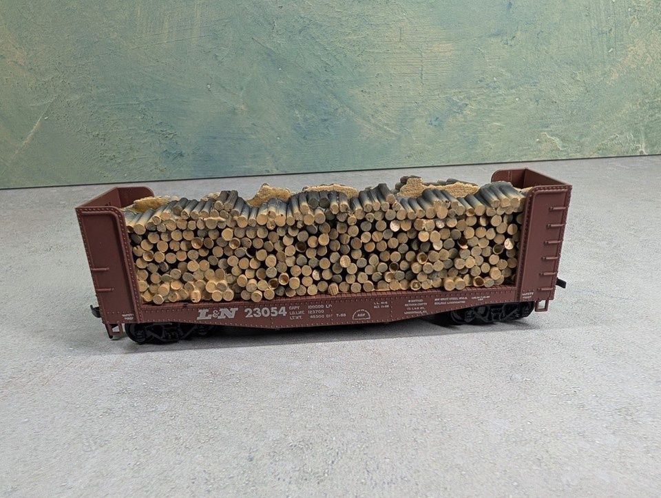 Used HO Scale L&amp;N Wood Load Flat Car #23054 Kit