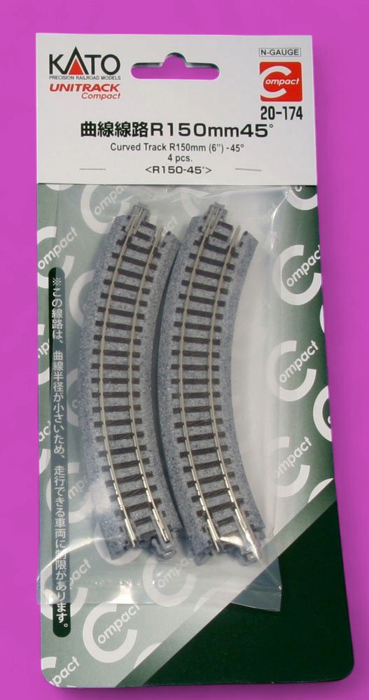 Kato N 20-174 Compact Curved Track R150mm (6") 45 Degree
