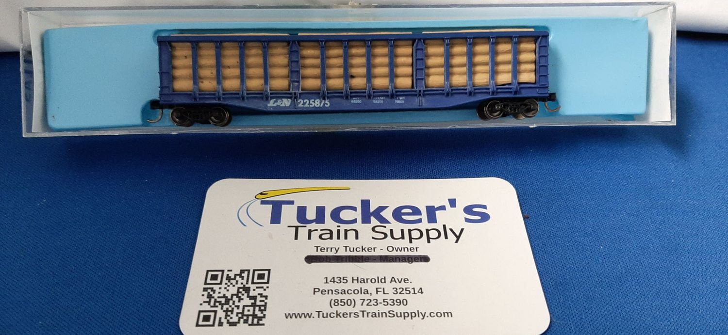 Used N Atlas 3002 L&amp;N 60' Bulkhead Flatcar w/Load Road #225875