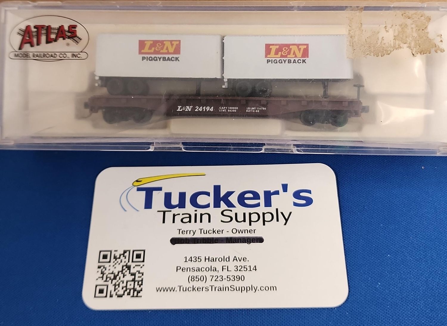 Used N Atlas 37433 L&amp;N Piggyback Flat Car w/2 Trailers Road #24194