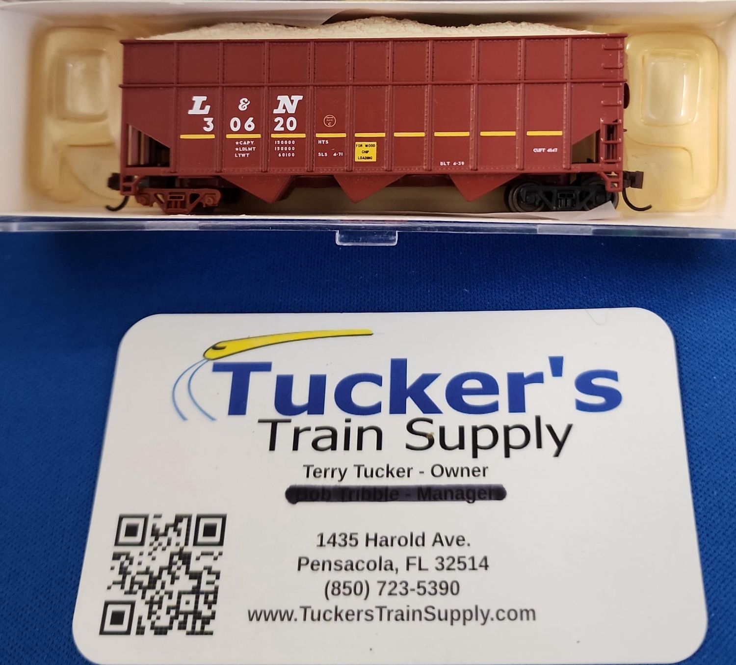 Used N Athearn 22007 L&amp;N 40' Ribbed Woodchip Hopper Road #30620