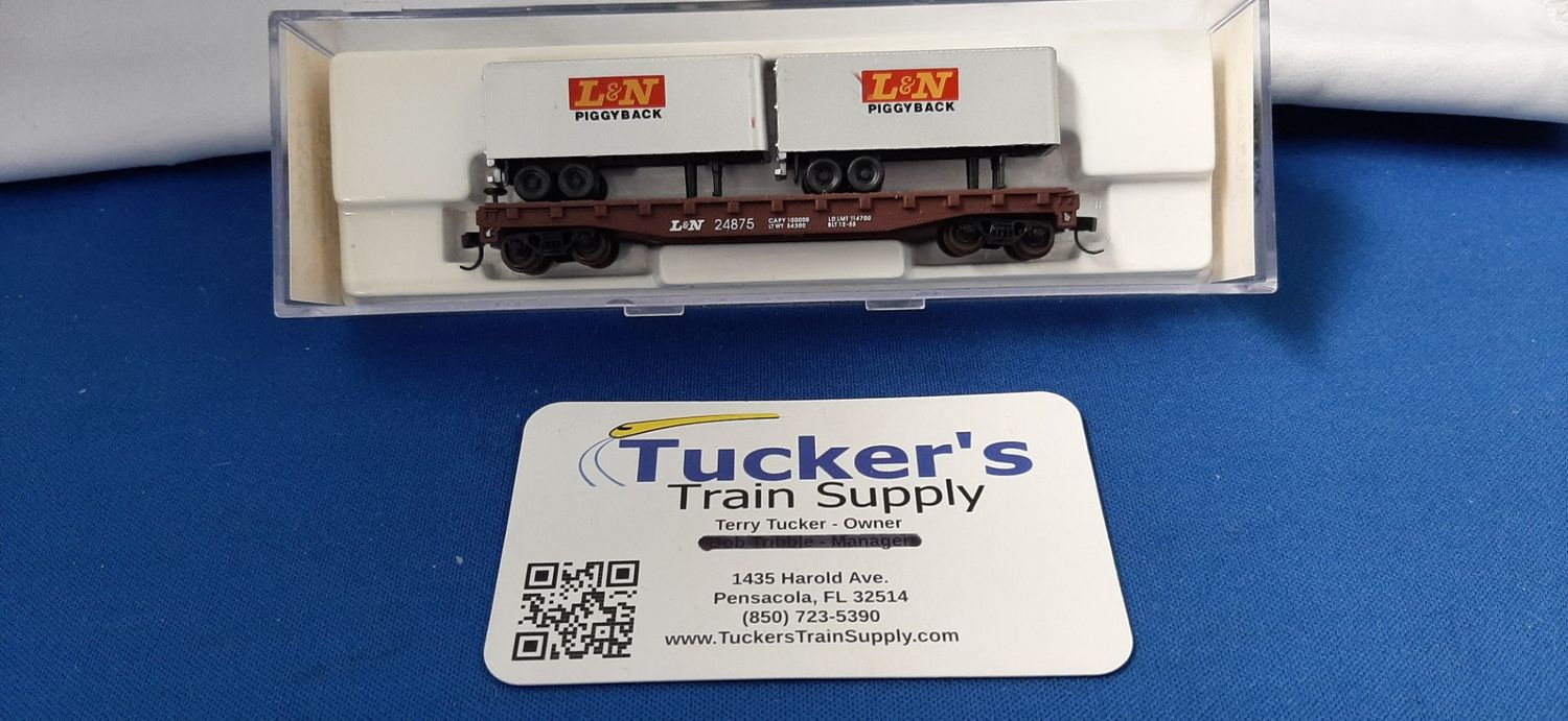 Used N Atlas 37431 L&amp;N Piggyback Flatcar w/2 24' Trailers