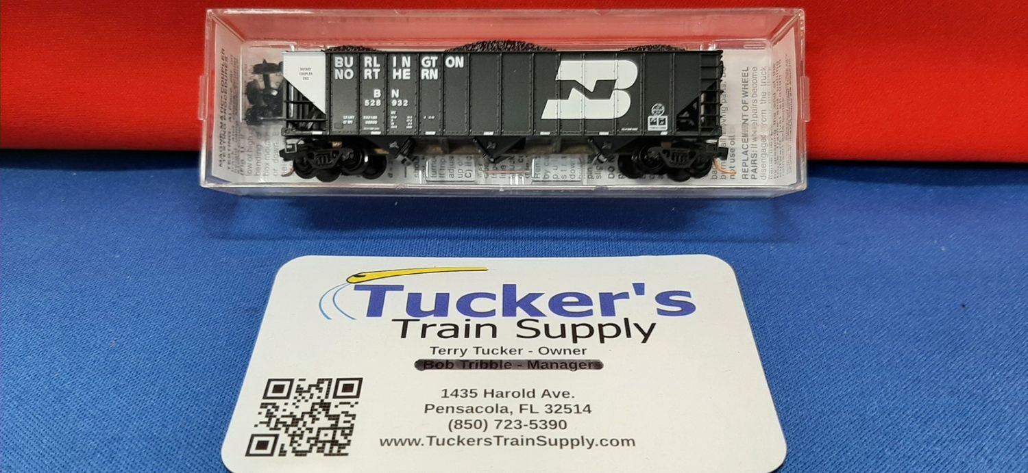 Micro-Trains N 108110 100-Ton 3-Bay Hopper w/Coal Load BN Road #528932