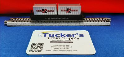Used N Bachmann 45' Flatcar w/2 20' Sea Land Container Load Road #NH 842317