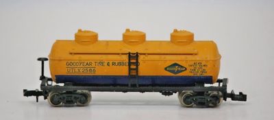 Used N Life-Like 3 Dome Tank Car Goodyear Tire &amp; Rubber Road #UTLX 2586