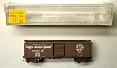 Used N Micro-Trains Single Door Boxcar Seaboard Road#14900 Orange Blossom Special