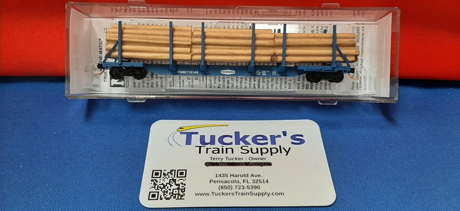 Used N Micro-Trains (Like New) Roseburg Lumber/First Union Rail FURX 11500032 65' Log Car w/Load FURX 710140