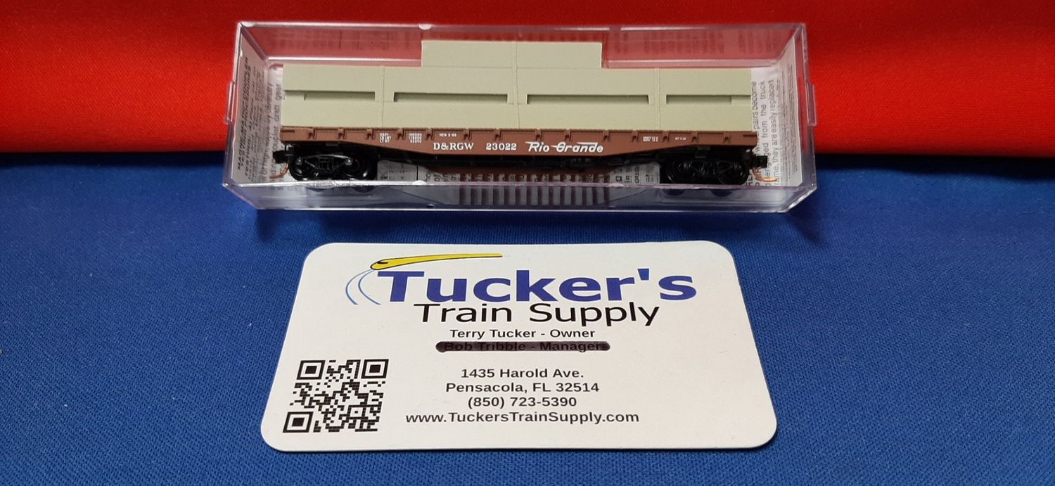 Micro-Trains N 04500060 D&amp;RGW 50' Flat Car, Fish Belly Side w/Load Car # D&amp;RGW 23022