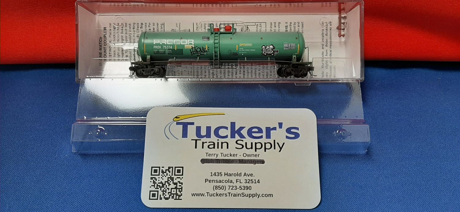 Used N Micro-Trains 11044650 Procor 56' General Tank Car (Graffiti) Road # PROX 75374 Single Dome