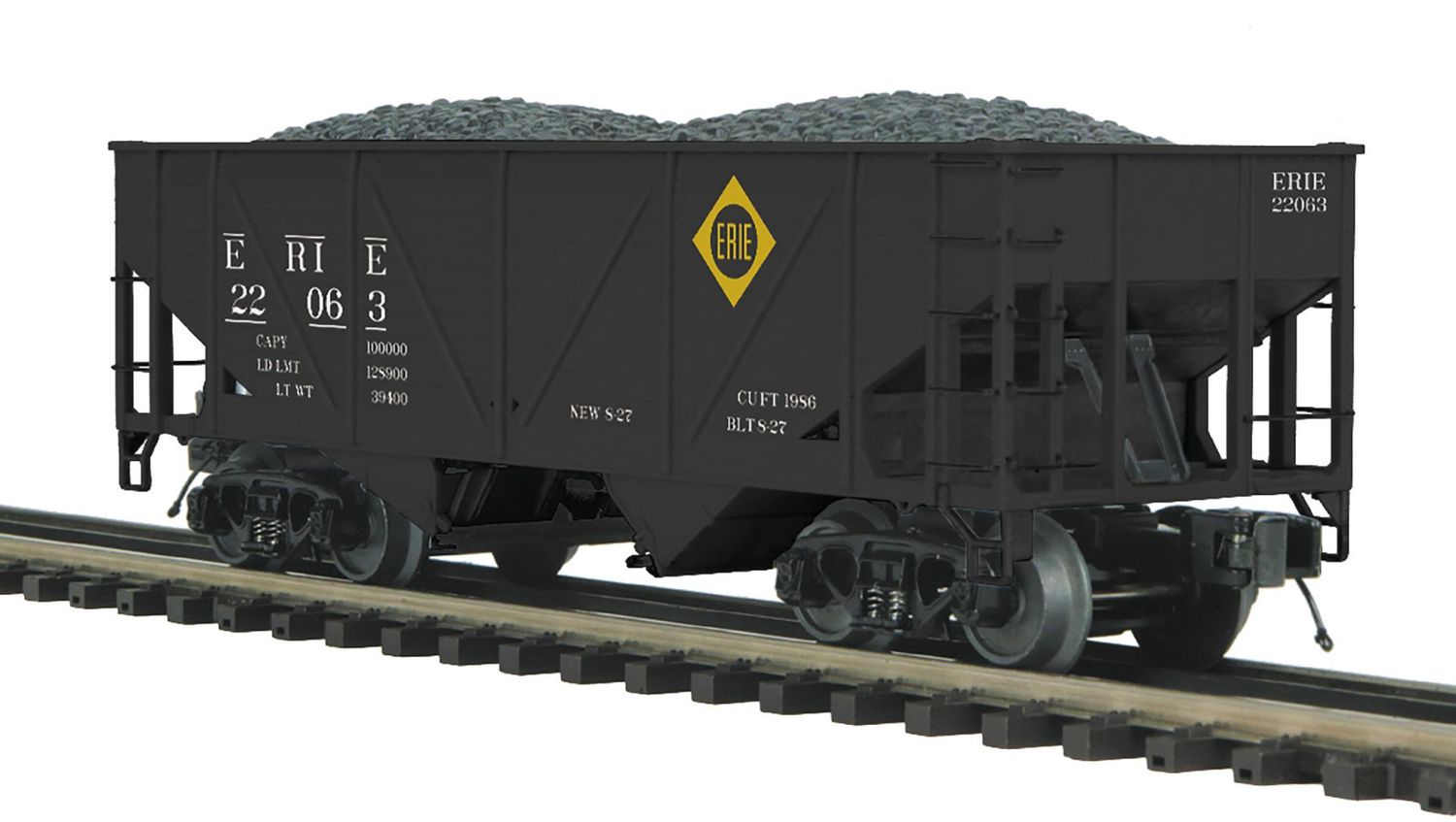 Used O MTH 20-95661 Erie 34' Composite Hopper Car w/ Coal Load