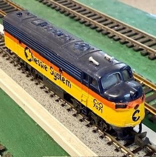 Used N Bachmann Chessie System C&amp;O 7071 F9A Diesel Powered Loco