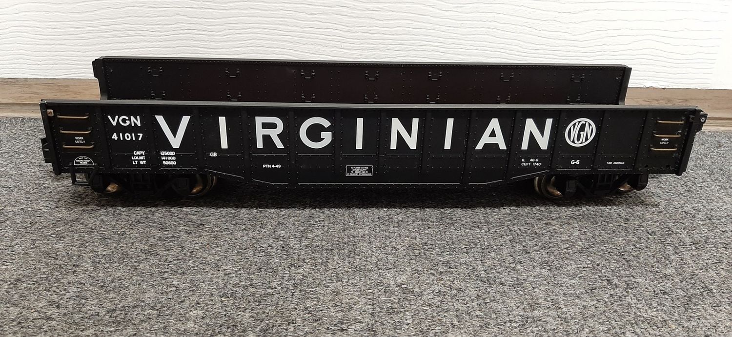 Used #1 Gauge ART-41017 Aristo-Craft Drop End Gondola Car VGN/Virginian Road #VGN 41017