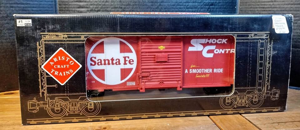 Used #1 Gauge ART-46003 Aristo-Craft Steel Santa Fe Boxcar
