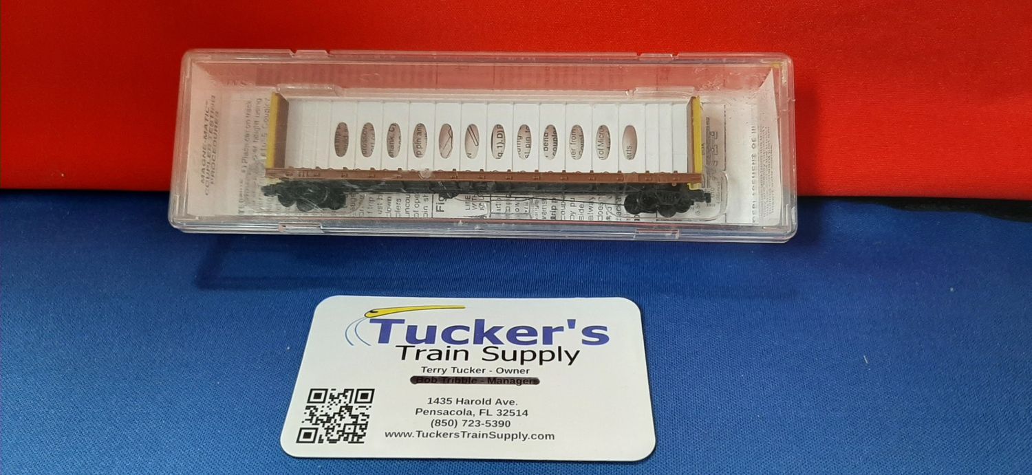 Used N Micro-Trains 53500 60' 8" Gunderson Center Partition Flar Car Undecorated
