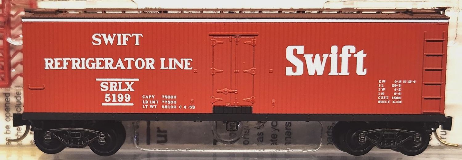 Used N Micro-Trains 40' Swift Refrigerator Line Road #SRLX 5199 (C7)